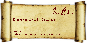 Kapronczai Csaba névjegykártya