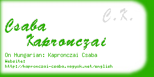 csaba kapronczai business card